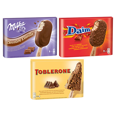 Glaces Milka, Daim, Toblerone